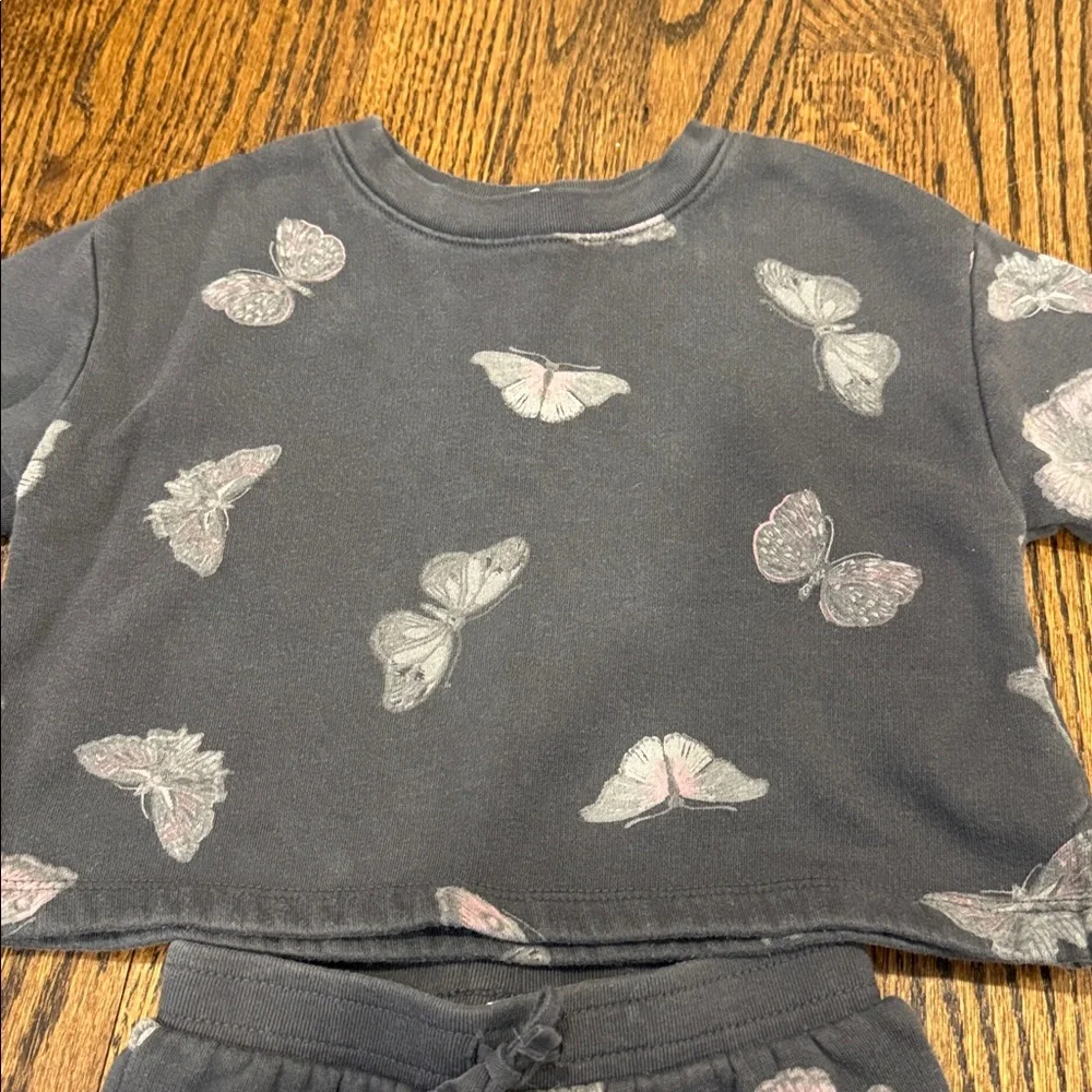 GAP Gray Butterfly Print Kids Matching Set 12-18 Months